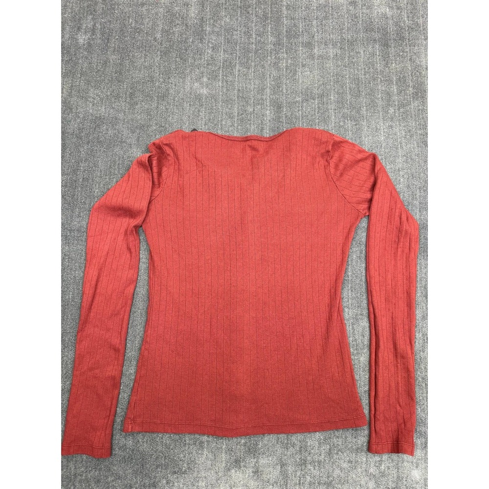 Brandy Melville Rust Red Pointelle Button Down Long Sleeve Cardigan Top NEW - Picture 6 of 11